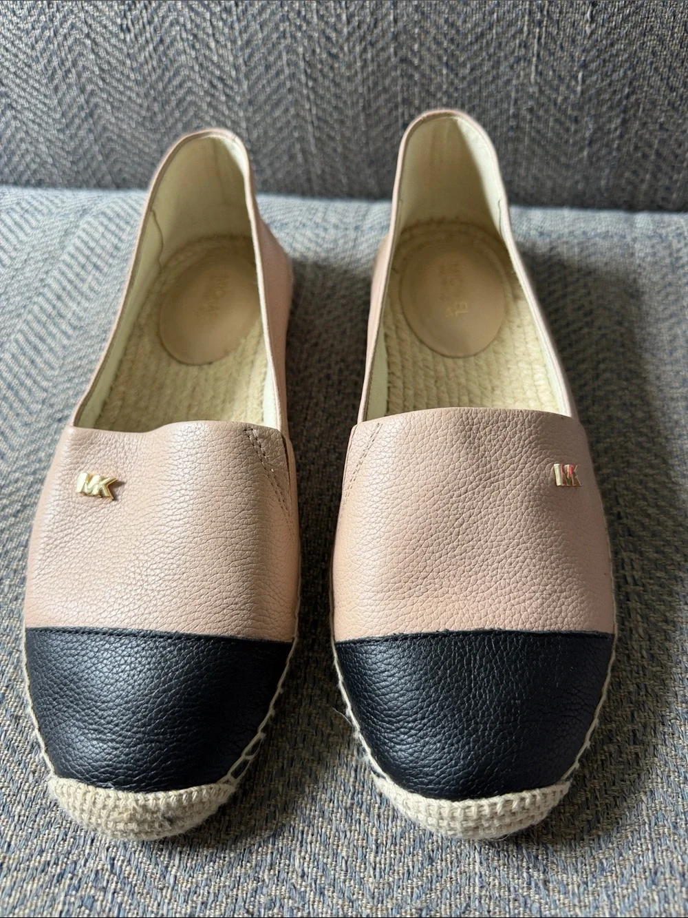 Michael Kors Kendrick Slip On colorblock leather Espadrille Oyster flats 6.5